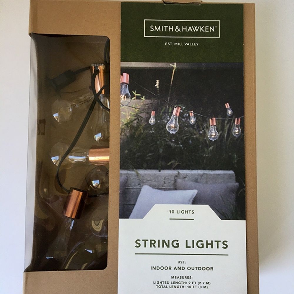 Smith & Hawken 10ct Copper String Lights 9'